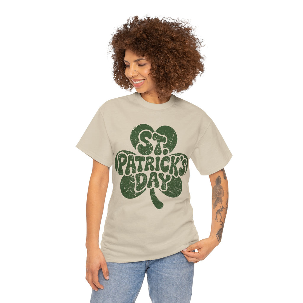 St. Patrick's Day Shamrock Tee — Retro Bubble Lettering Unisex Cotton Tee