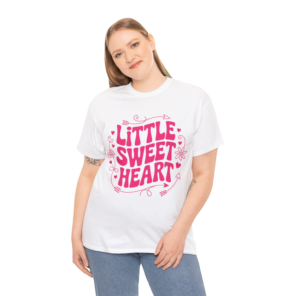 Little Sweetheart Retro Tee — Cute Red Hearts & Flowers Graphic Unisex Cotton Tee