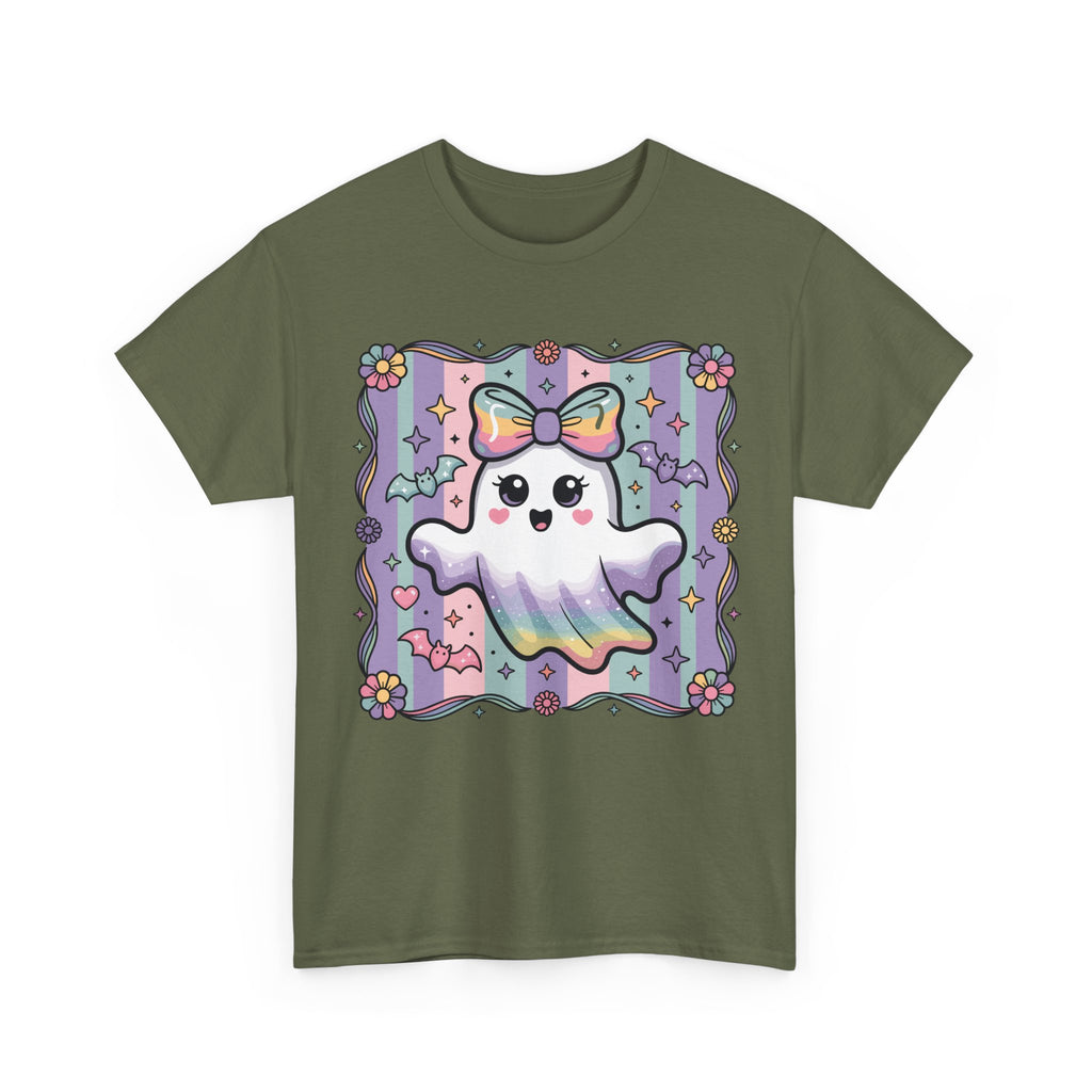 Pastel Ghost Rainbow Bow Unisex Cotton Tee