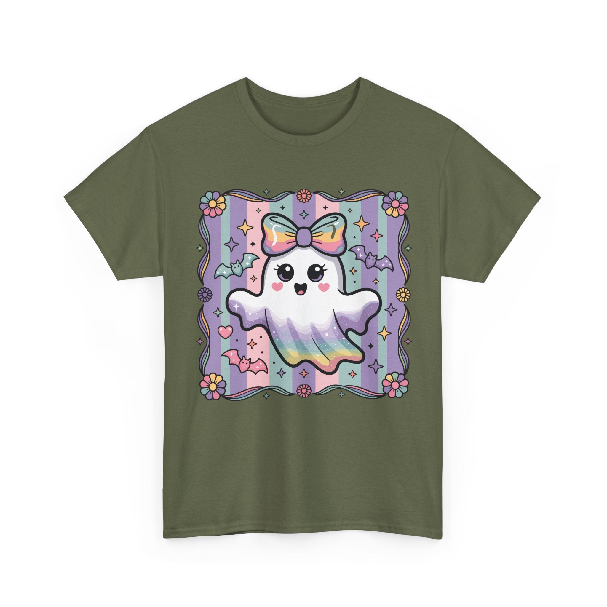Pastel Ghost Rainbow Bow Unisex Cotton Tee