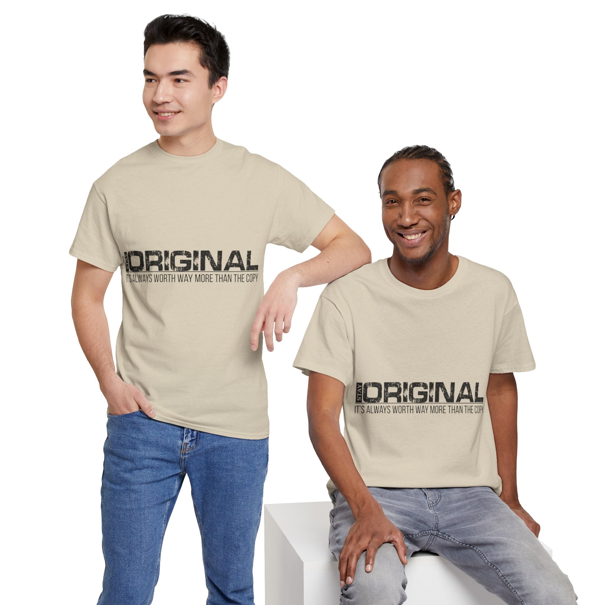 STAY SILENT Minimalist Tee — Vertical Text Black Unisex Cotton Tee