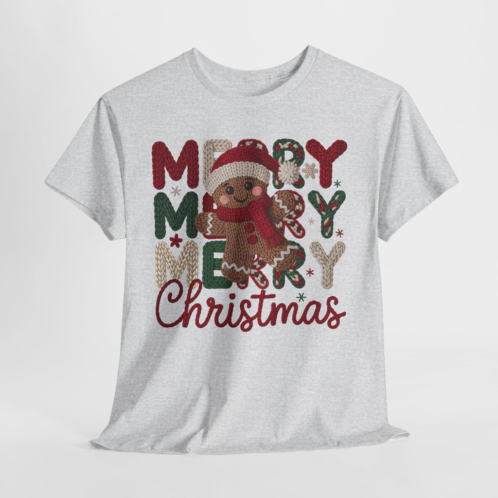 Merry Merry Merry Christmas Gingerbread Unisex Cotton Tee