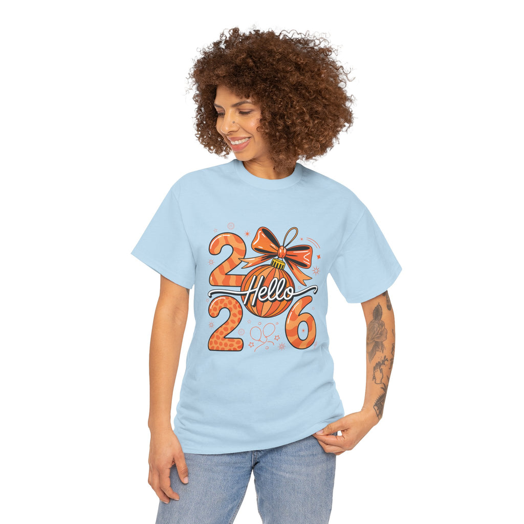 Hello 2026 Christmas Ornament Tee — Festive Orange Holiday Unisex Cotton T-Shirt