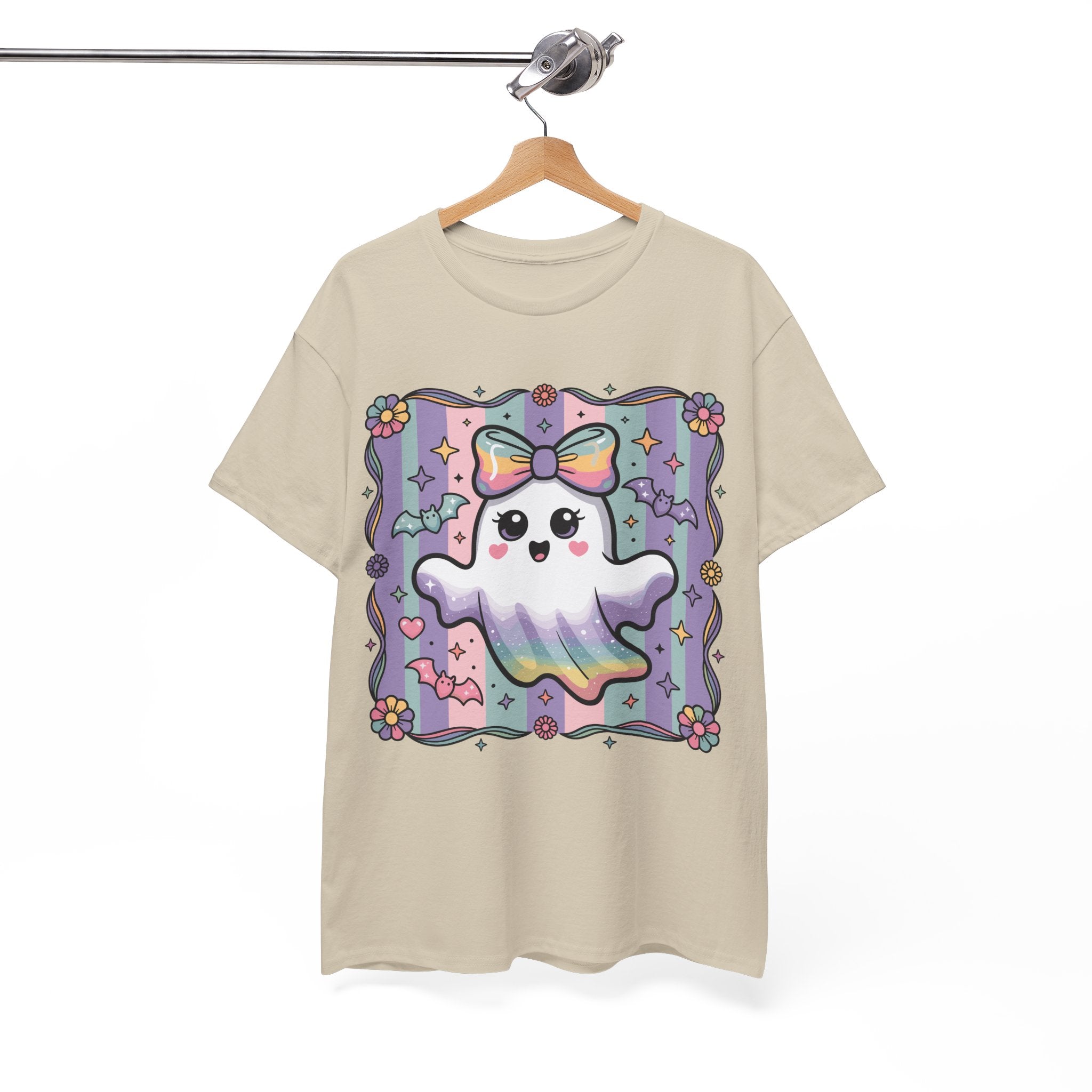Pastel Ghost Rainbow Bow Unisex Cotton Tee