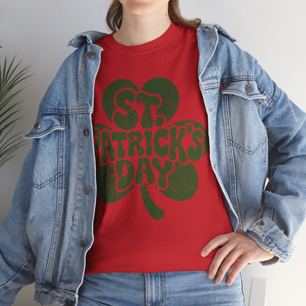 St. Patrick's Day Shamrock Tee — Retro Bubble Lettering Unisex Cotton Tee