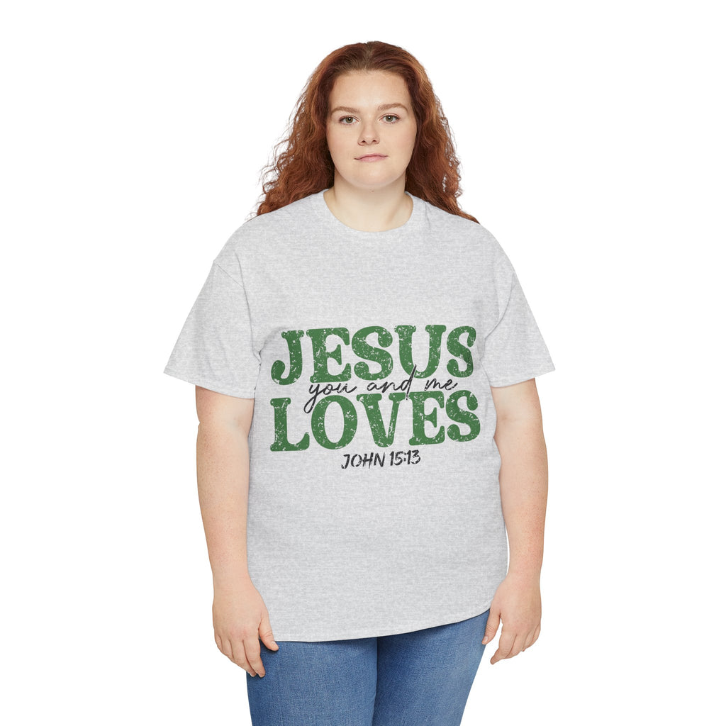 Jesus Loves Vintage Tee — Green Retro Christian Unisex Cotton T-Shirt