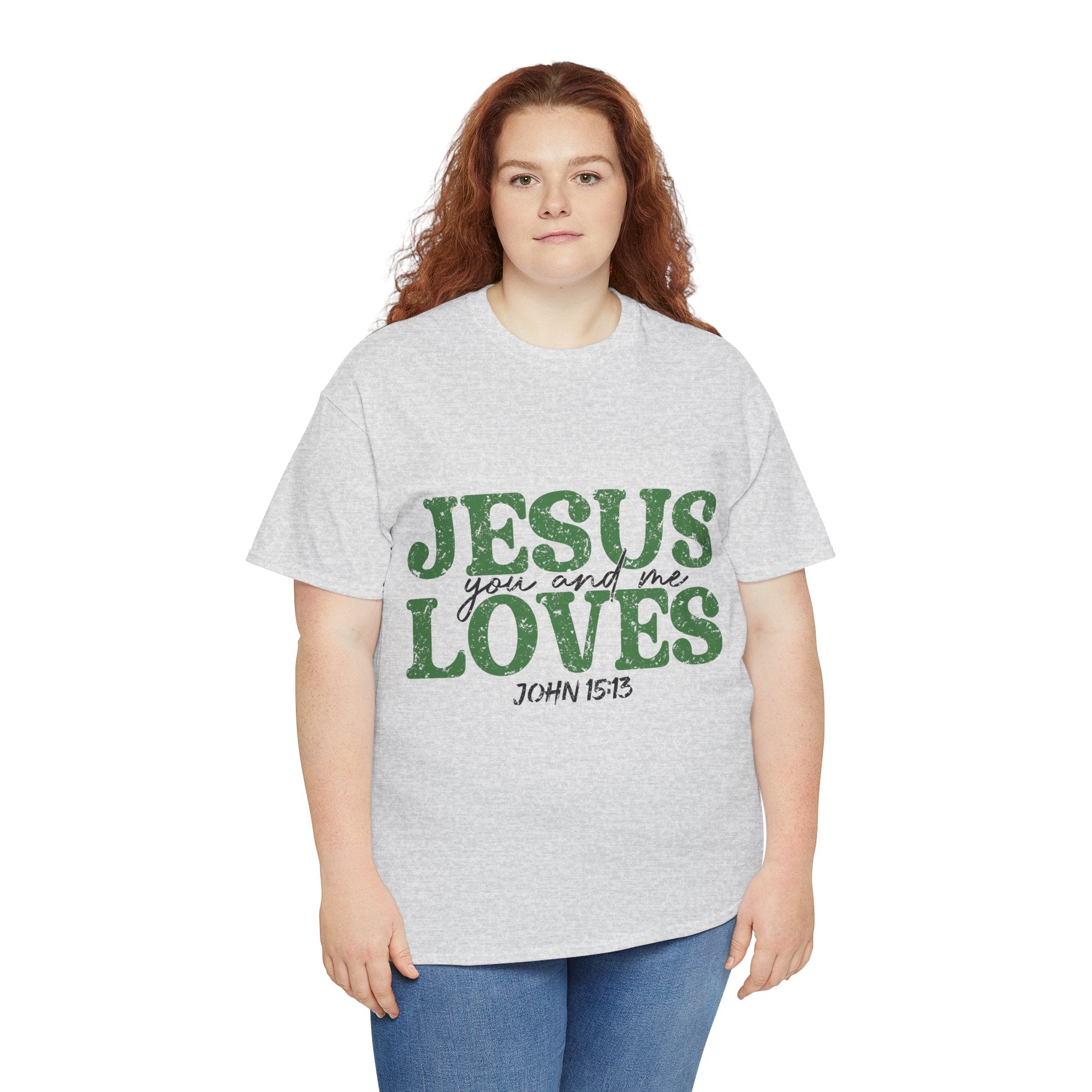 Jesus Loves Vintage Tee — Green Retro Christian Unisex Cotton T-Shirt