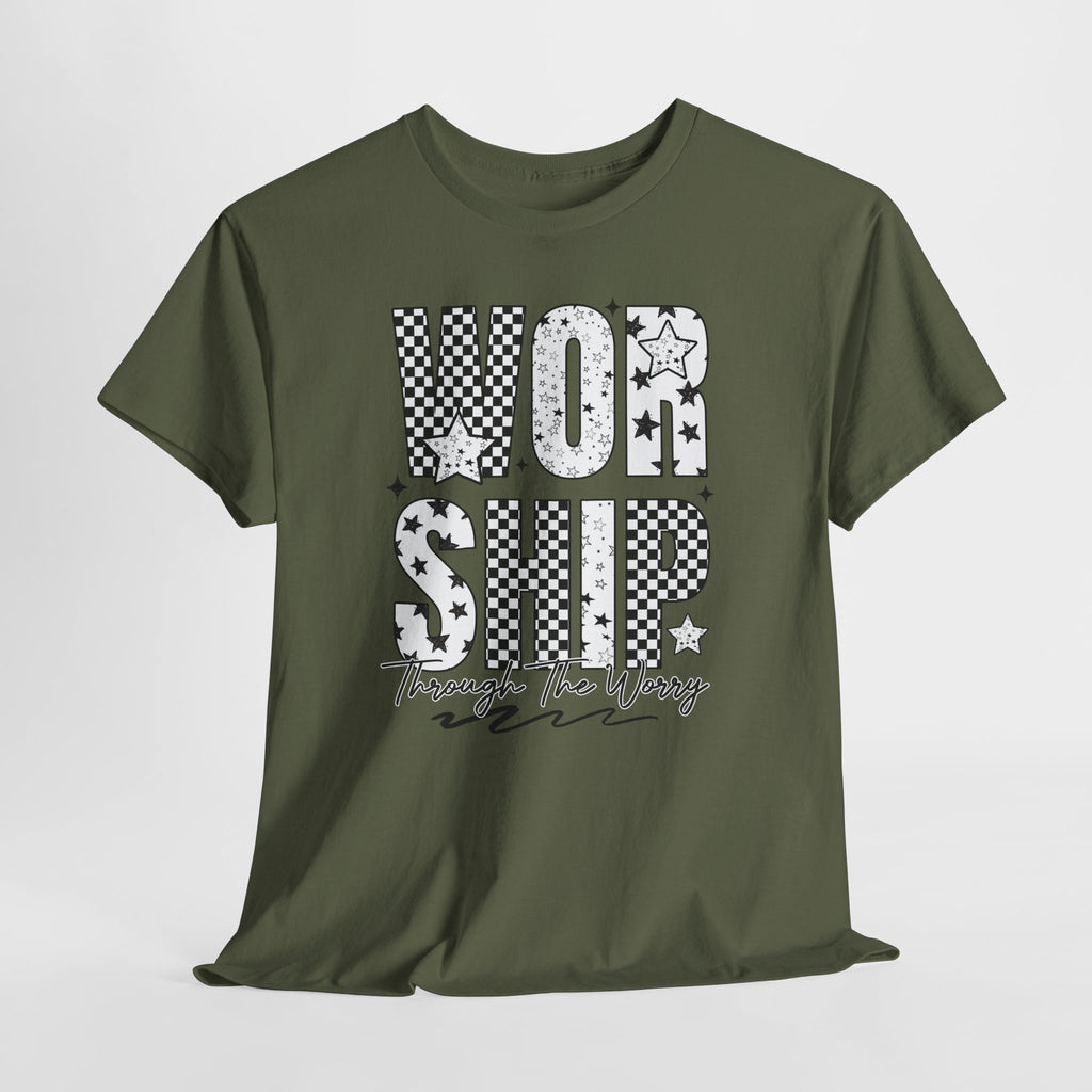 WORSHIP Through The Worry Checkerboard Unisex Cotton Tee