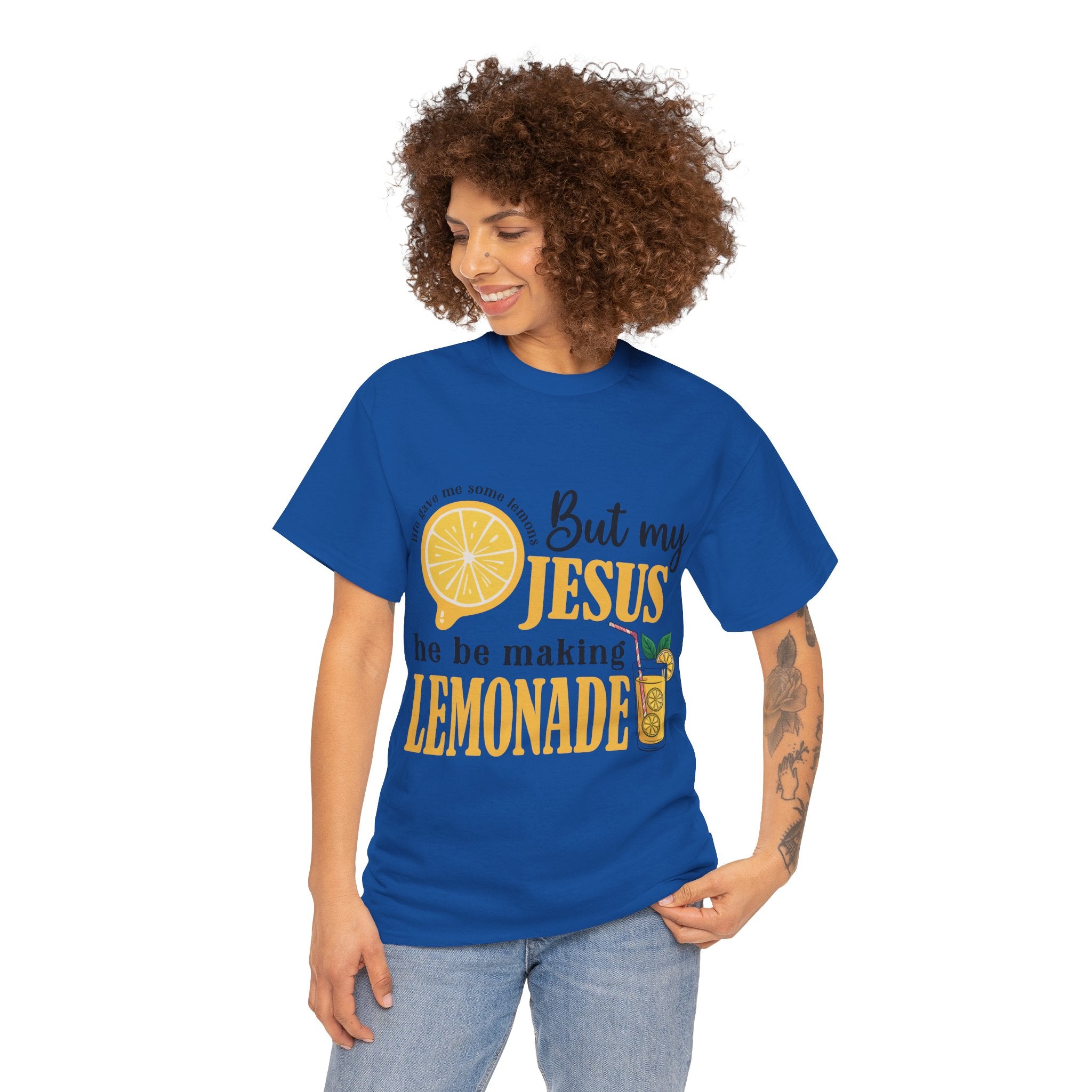 Jesus Lemonade Tee — Lemon Slice & Glass Graphic Christian Unisex Cotton T-Shirt