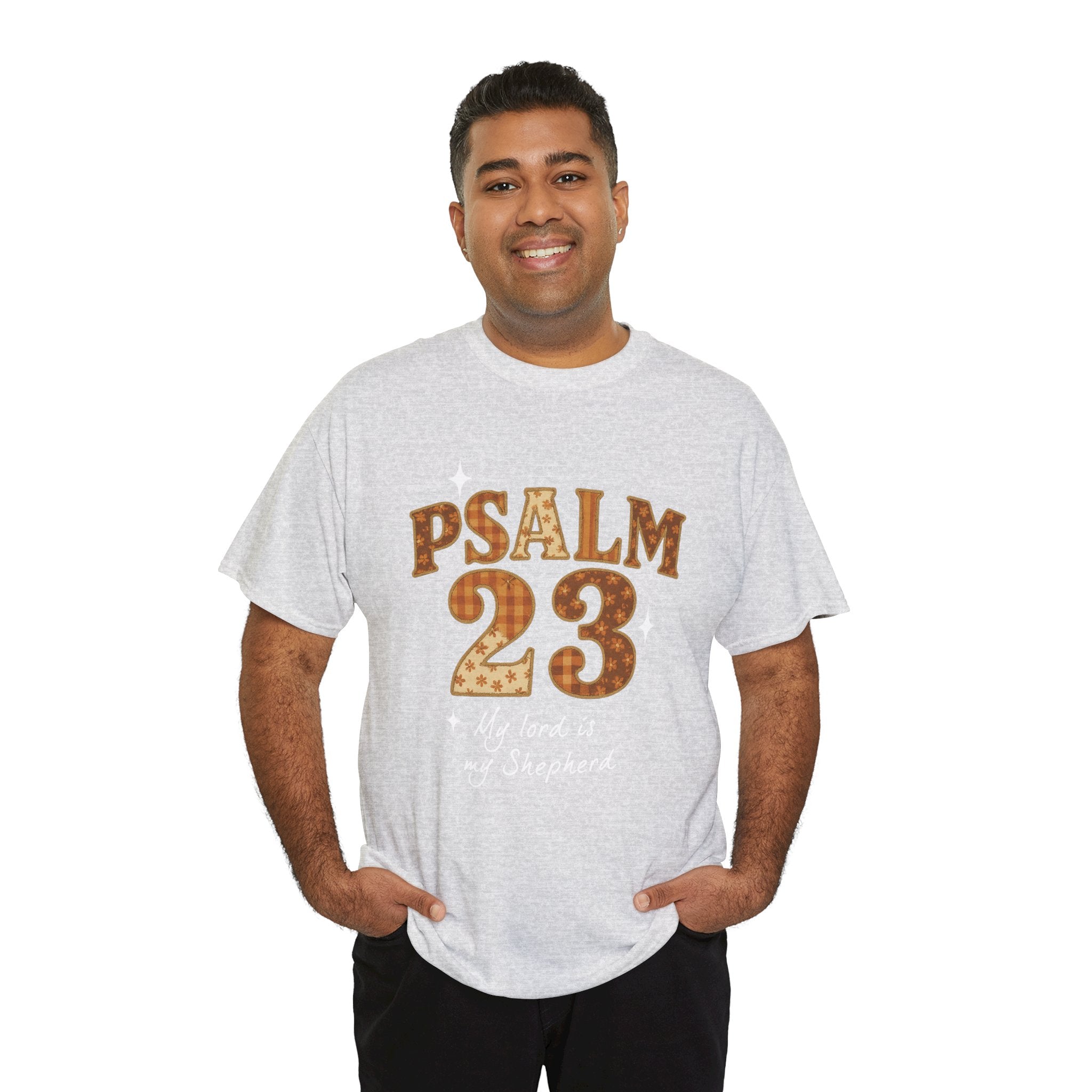 Psalm 23 Floral Tee — “My Lord Is My Shepherd” Stitched-Text Unisex Cotton Tee