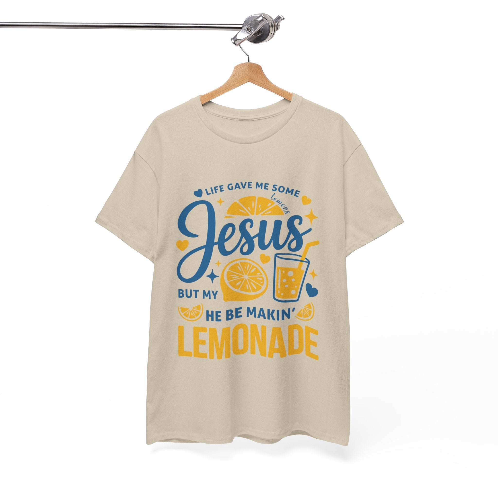 Christian Lemonade T-Shirt — “Life gave me some lemons but my Jesus He be makin’ lemonade”. Unisex Cotton Tee