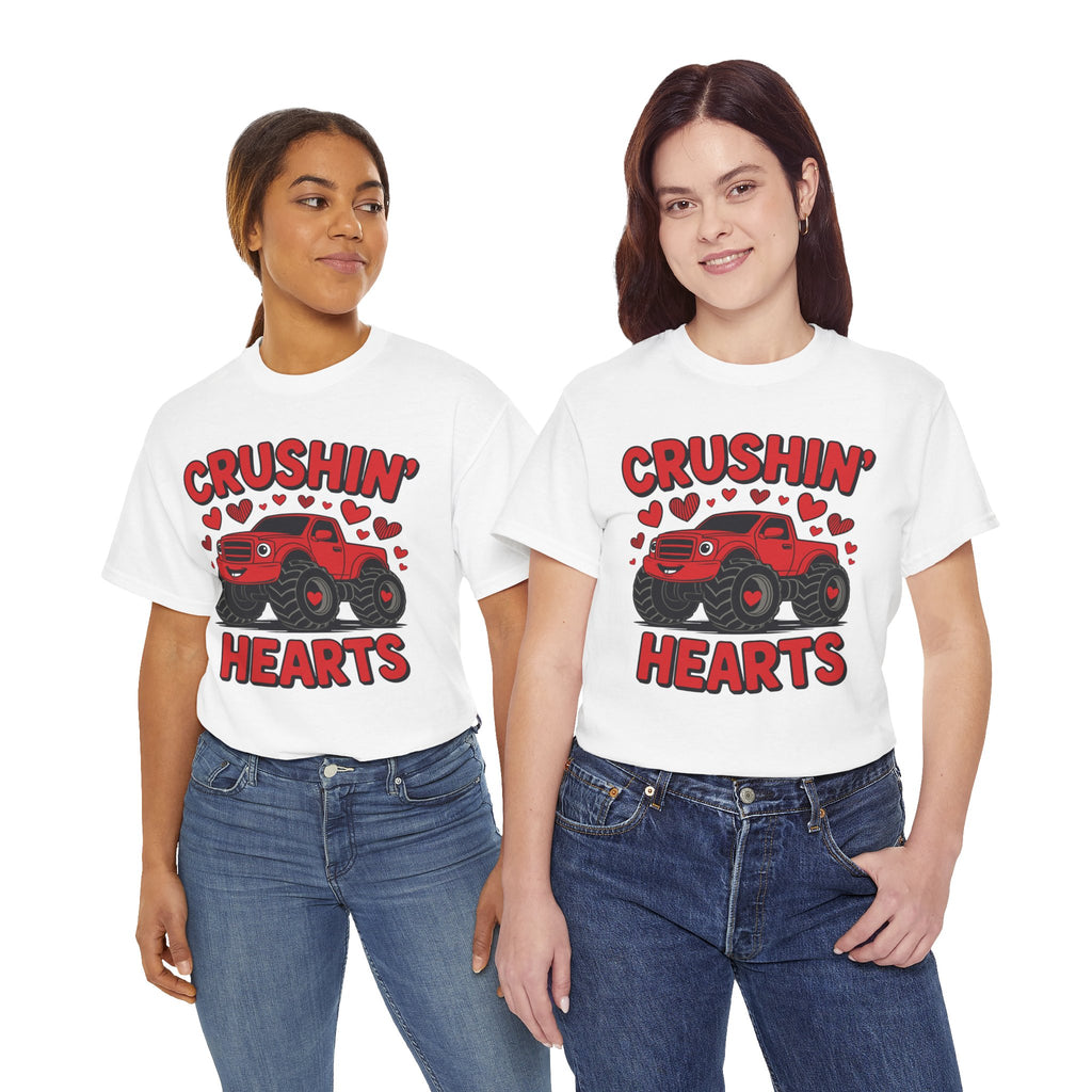 Crushin’ Hearts Valentine Monster Truck Unisex Cotton Tee