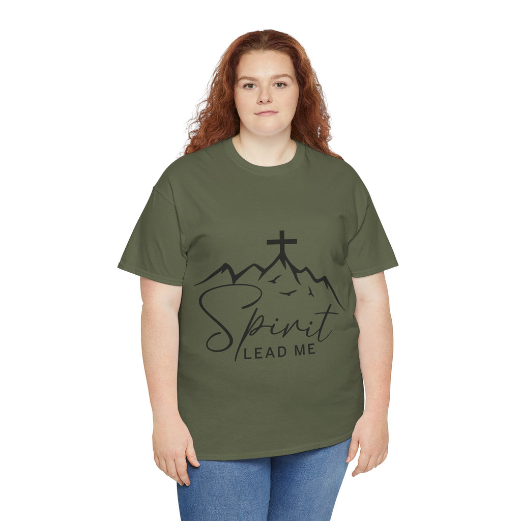 Spirit Lead Me Christian T‑Shirt — Minimalist Cross Unisex Cotton Tee
