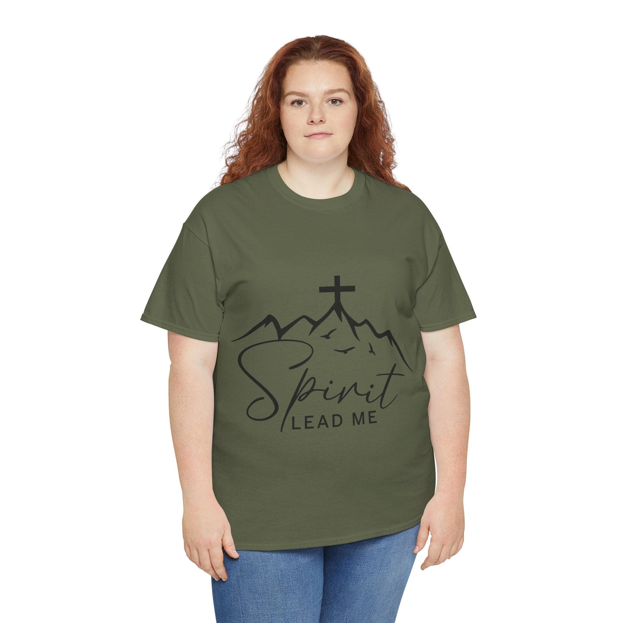 Spirit Lead Me Christian T‑Shirt — Minimalist Cross Unisex Cotton Tee