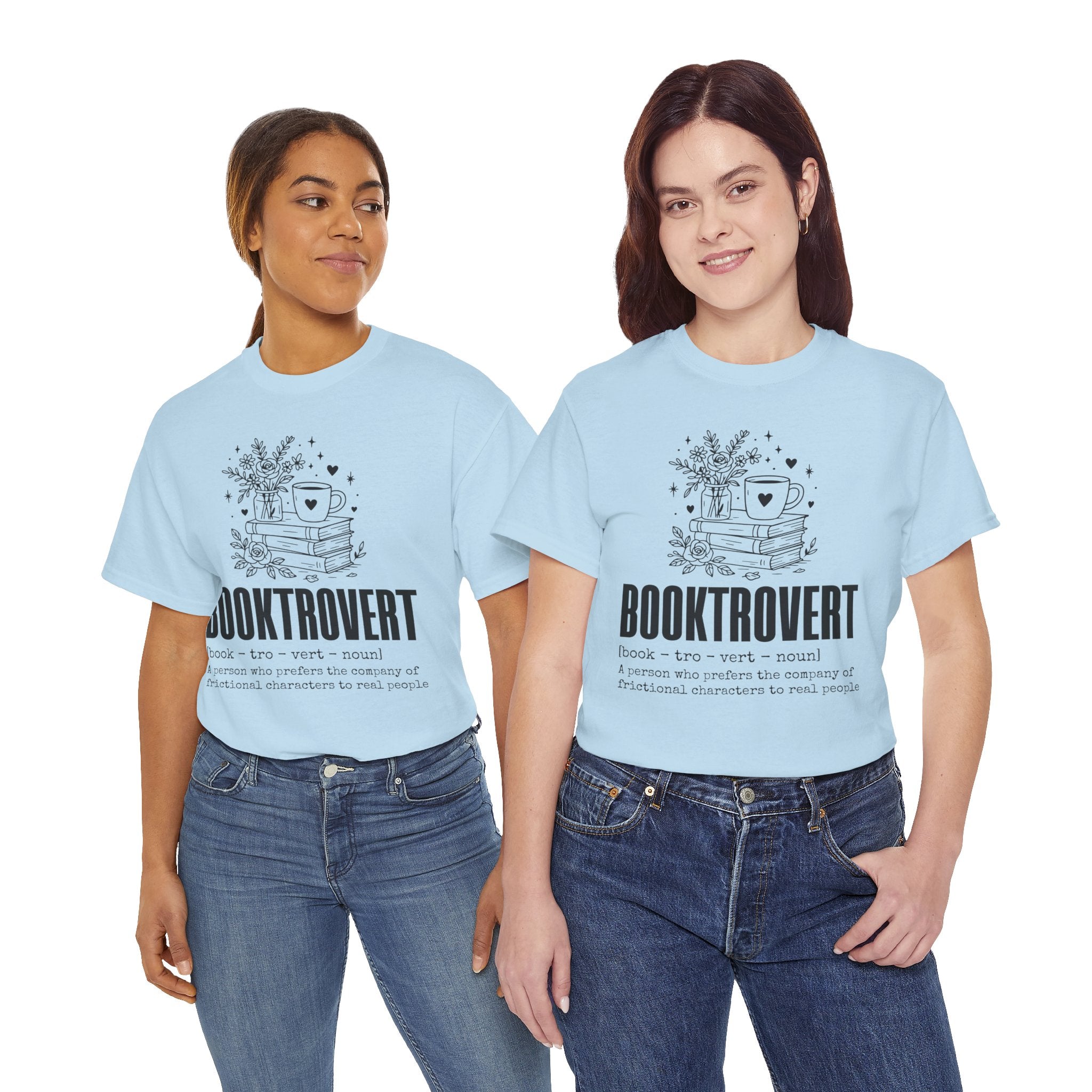 Booktrovert Graphic Tee — "Booktrovert" Definition, Books & Coffee Design Unisex Cotton Tee