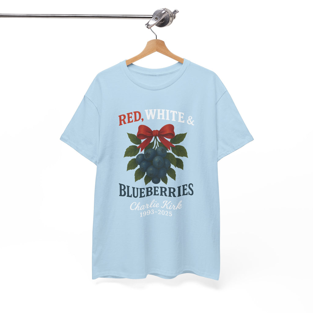 Red, White & Blueberries T-Shirt — Patriotic Blueberry Graphic Unisex Cotton Tee