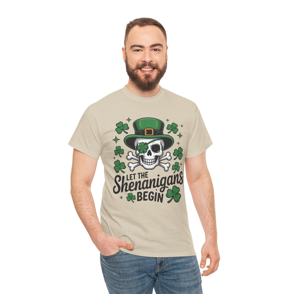 Let the Shenanigans Begin — Leprechaun Skull Unisex Cotton T-Shirt