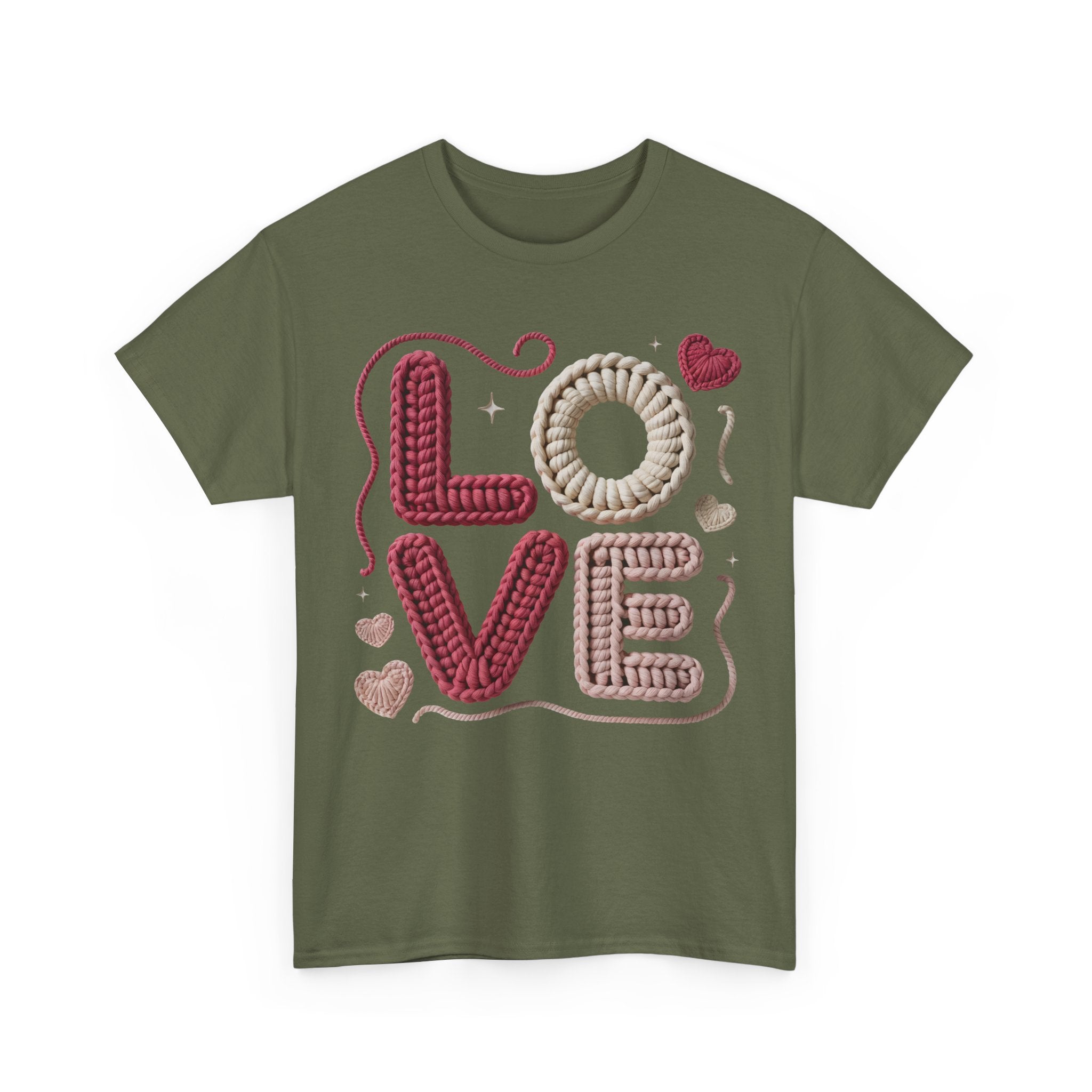 LOVE Faux Yarn Heart Unisex Cotton Tee