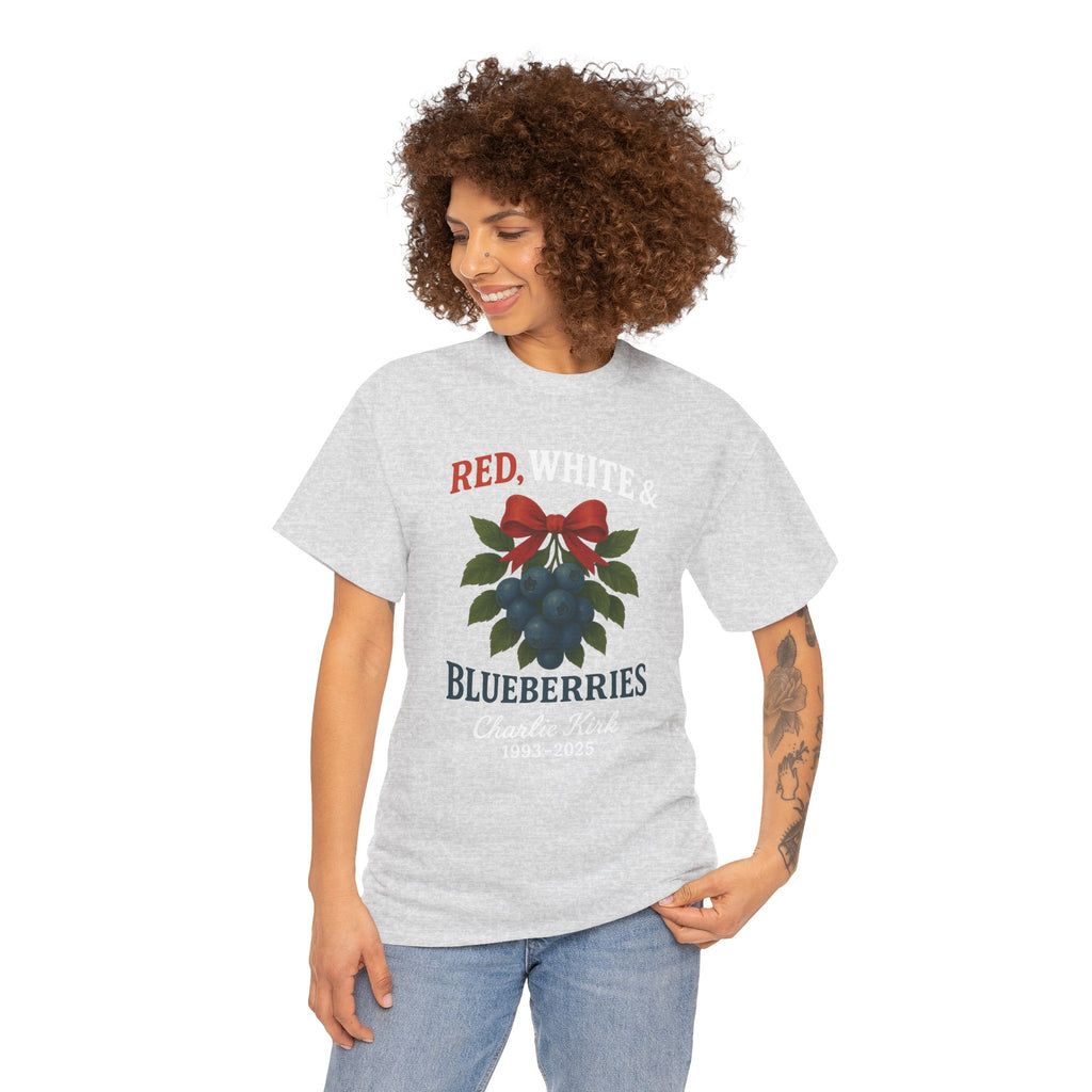 Red, White & Blueberries T-Shirt — Patriotic Blueberry Graphic Unisex Cotton Tee