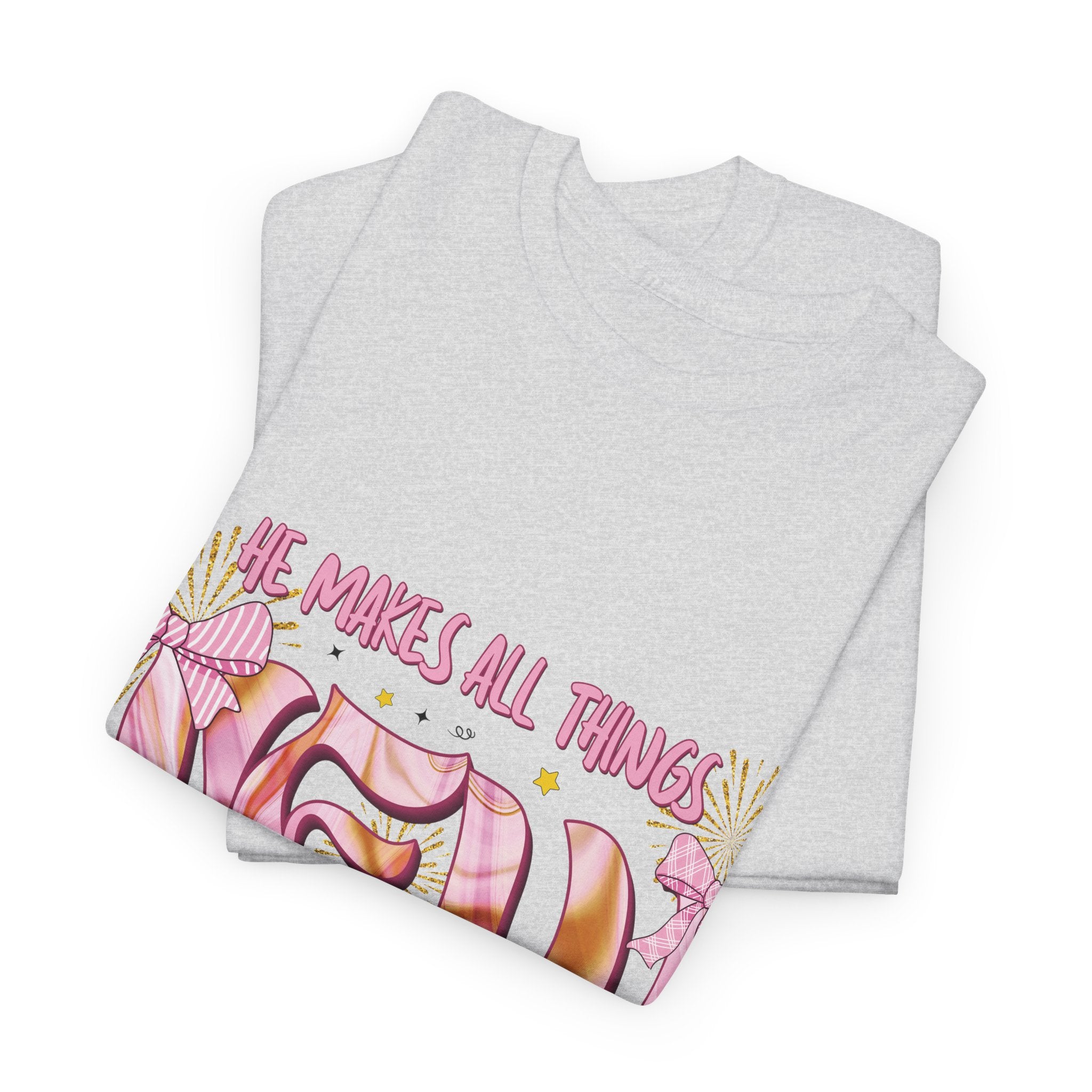 Christian Marble Tee — “He Makes All Things New” (Revelation 21:5)... Unisex Cotton Tee