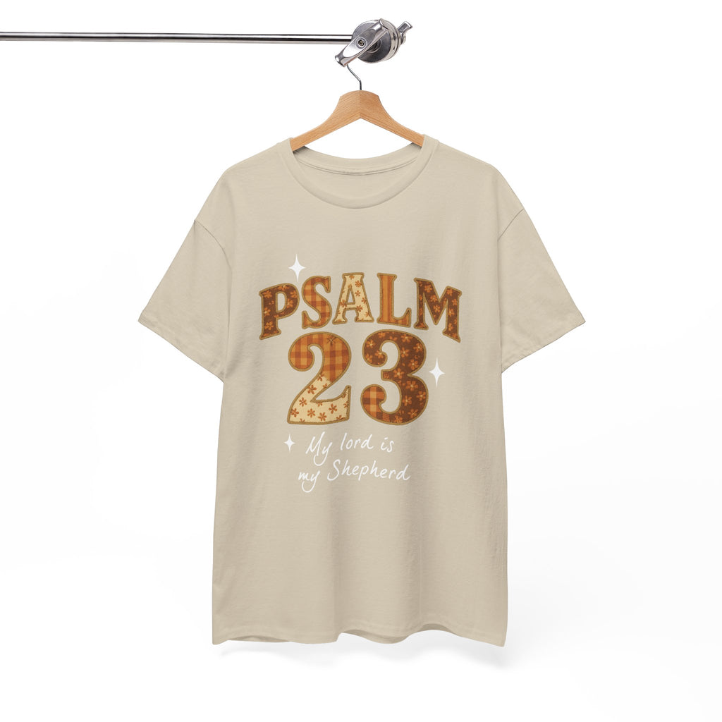 Psalm 23 Floral Tee — “My Lord Is My Shepherd” Stitched-Text Unisex Cotton Tee