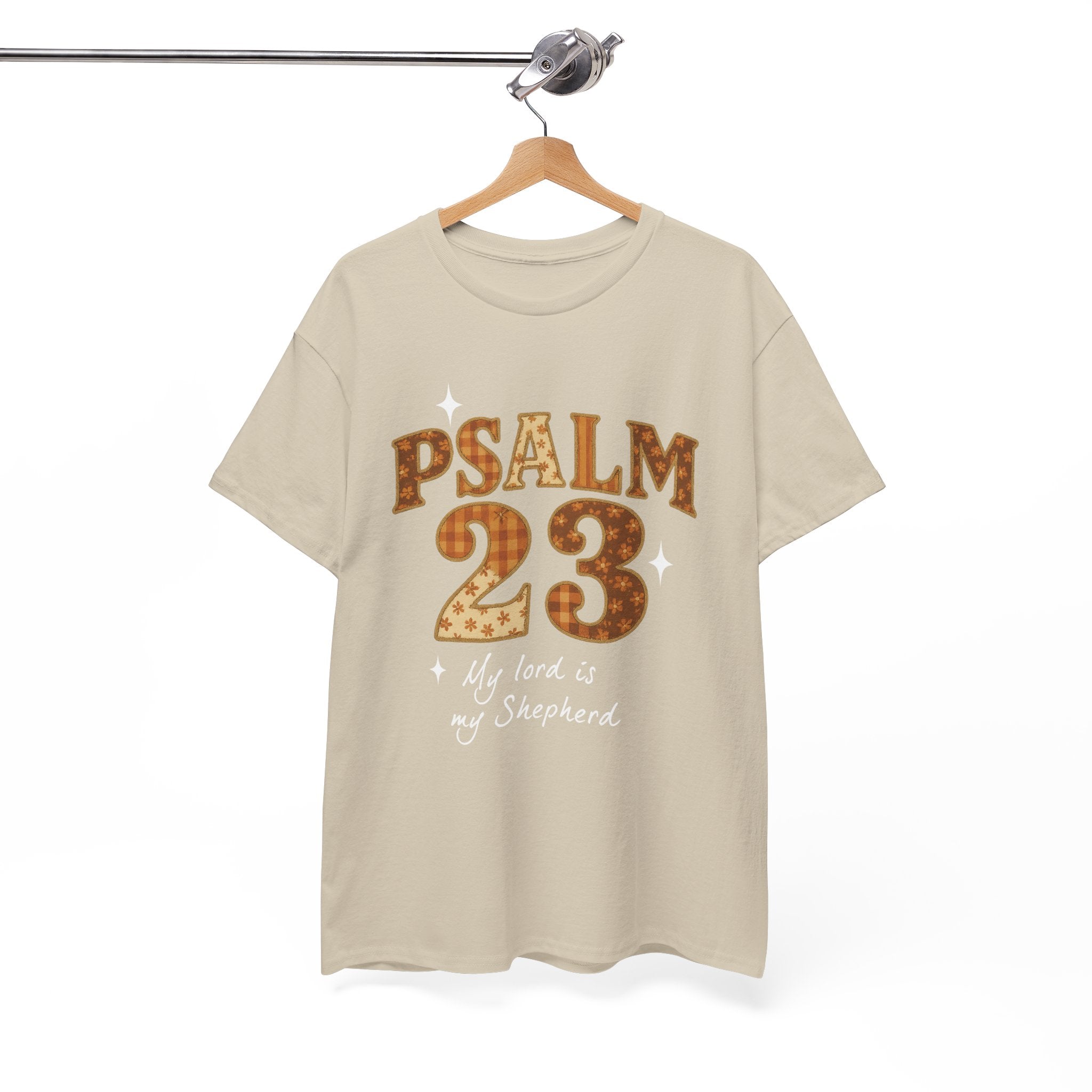 Psalm 23 Floral Tee — “My Lord Is My Shepherd” Stitched-Text Unisex Cotton Tee