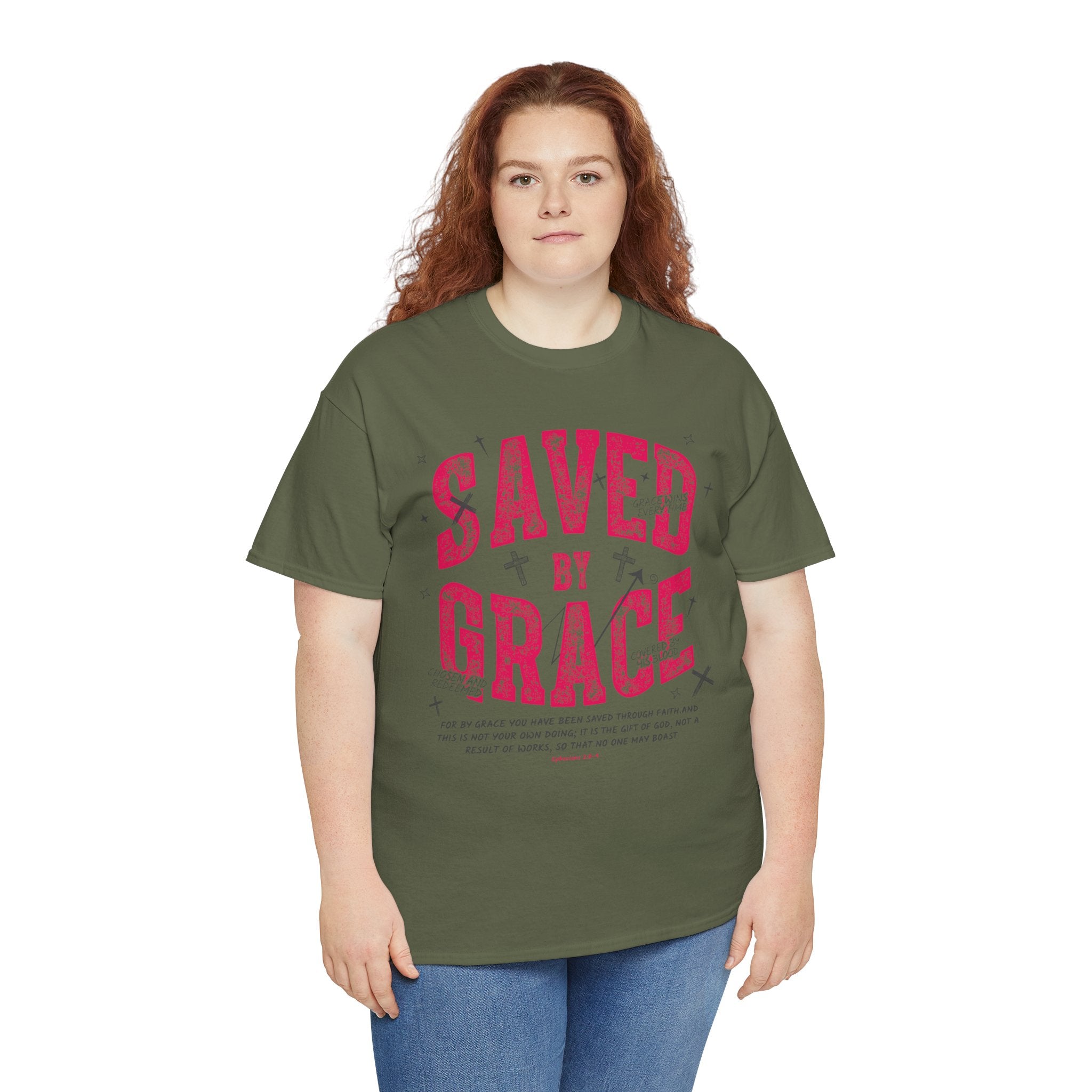 Saved by Grace Ephesians 2:8-9 Unisex Cotton T-Shirt
