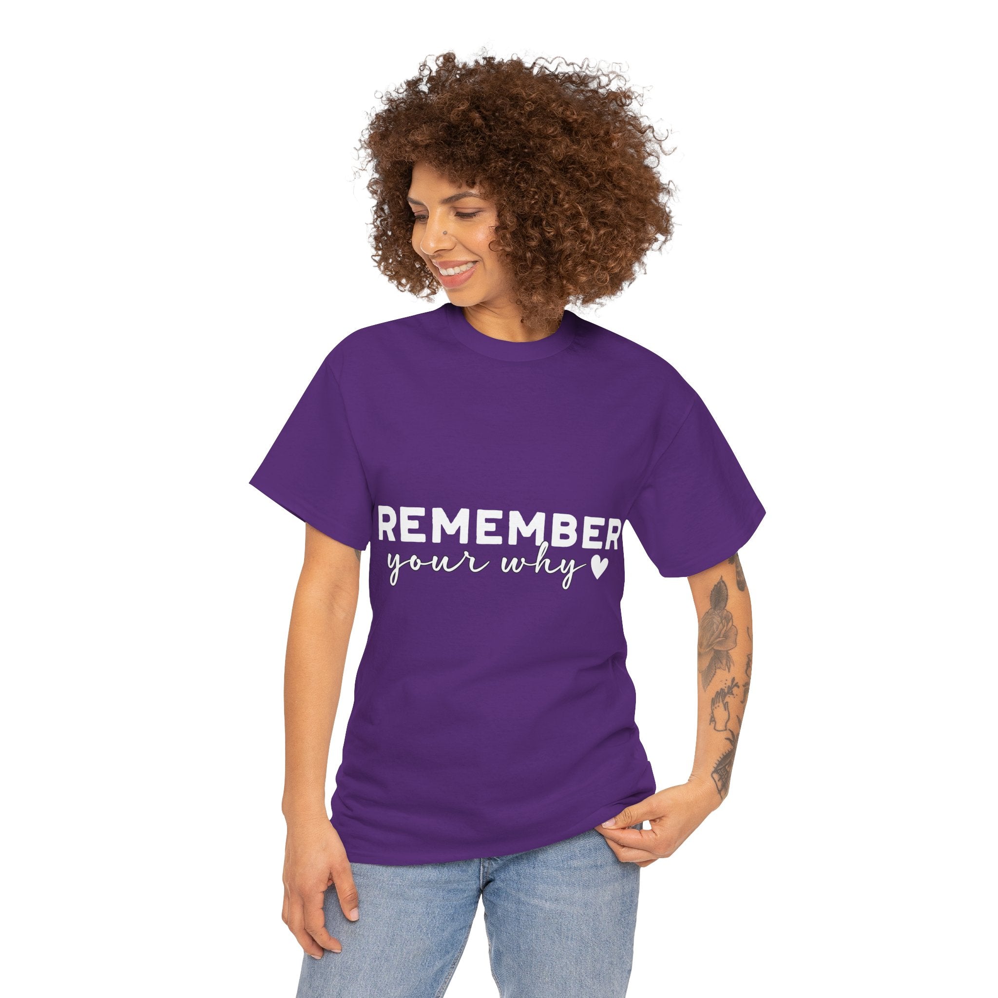 Remember Your Why Tee — Minimalist Heart Motivational Unisex Cotton Tshirt