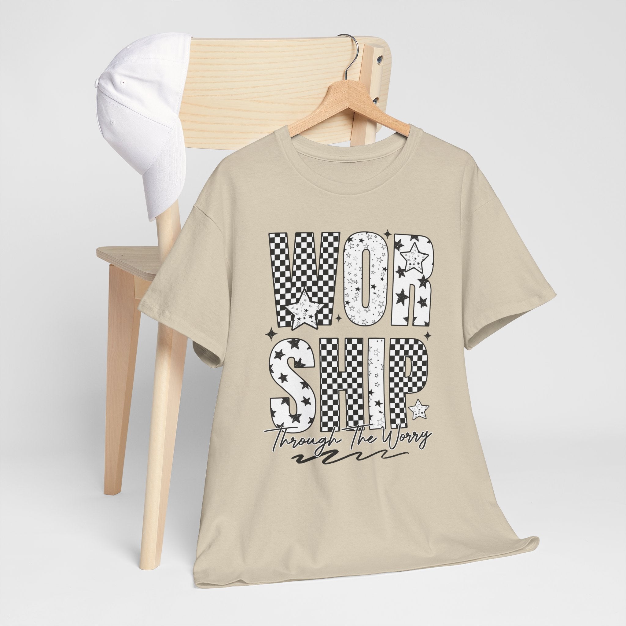 WORSHIP Through The Worry Checkerboard Unisex Cotton Tee