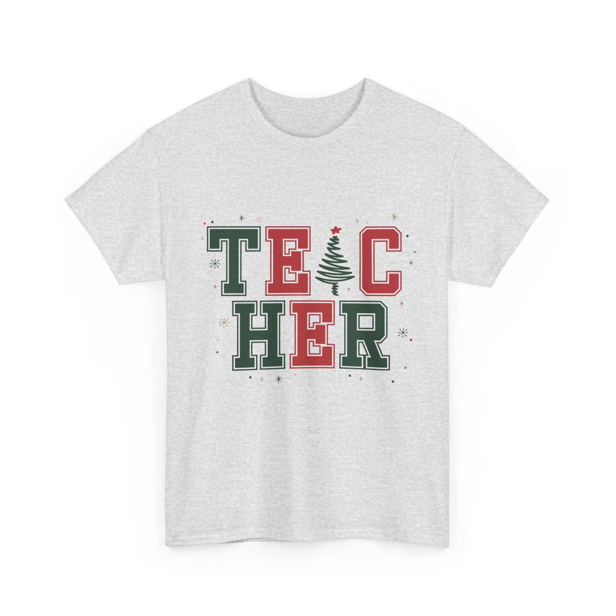 Teacher Christmas Varsity T-Shirt — Red & Green Holiday Unisex Cotton Tee