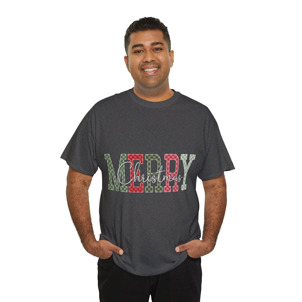 Plaid Merry Christmas Unisex Cotton Tee