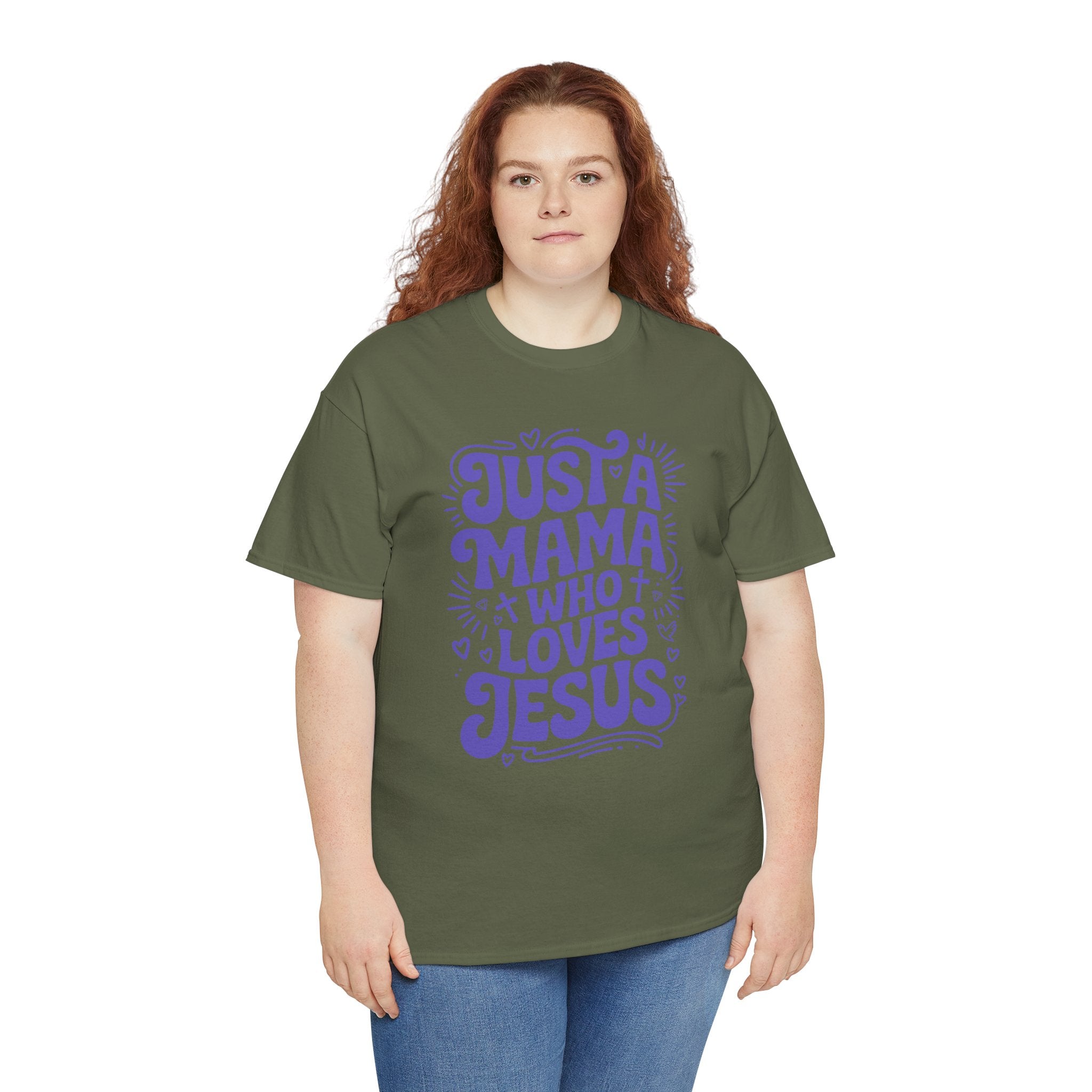 Mama Who Loves Jesus T-Shirt — Bright Green Bubbly Faith Unisex Cotton Tee