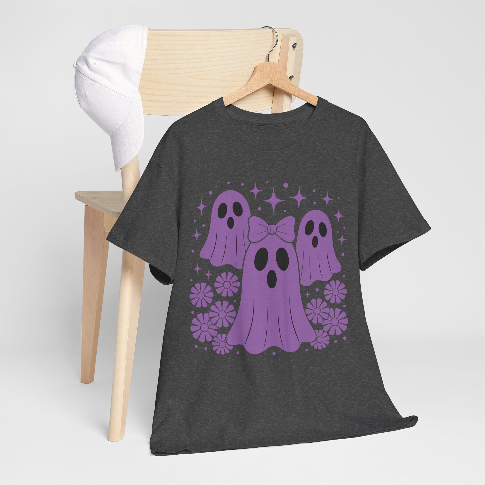 Purple Ghost Halloween Unisex Cotton Tee