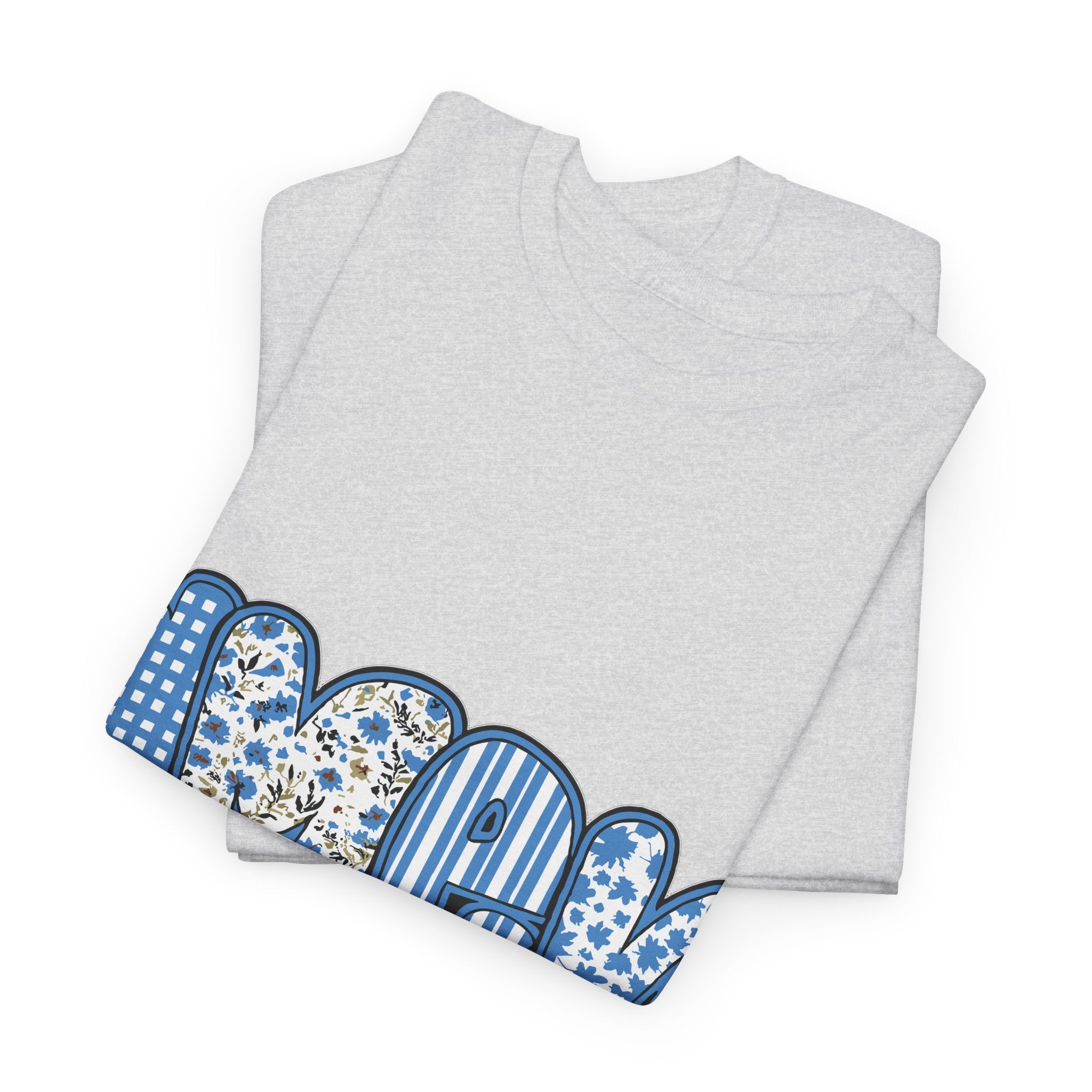 Amen Blue Floral Tee — Decorative Floral Lettering Christian Shirt Unisex Cotton Tee