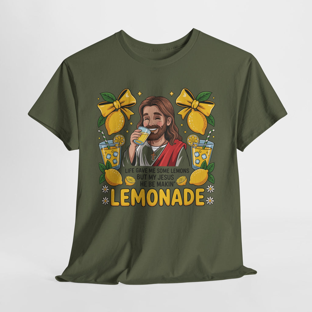Jesus Drinking Lemonade T-Shirt — "Life Gave Me Some Lemons" Christian Unisex Cotton Tee