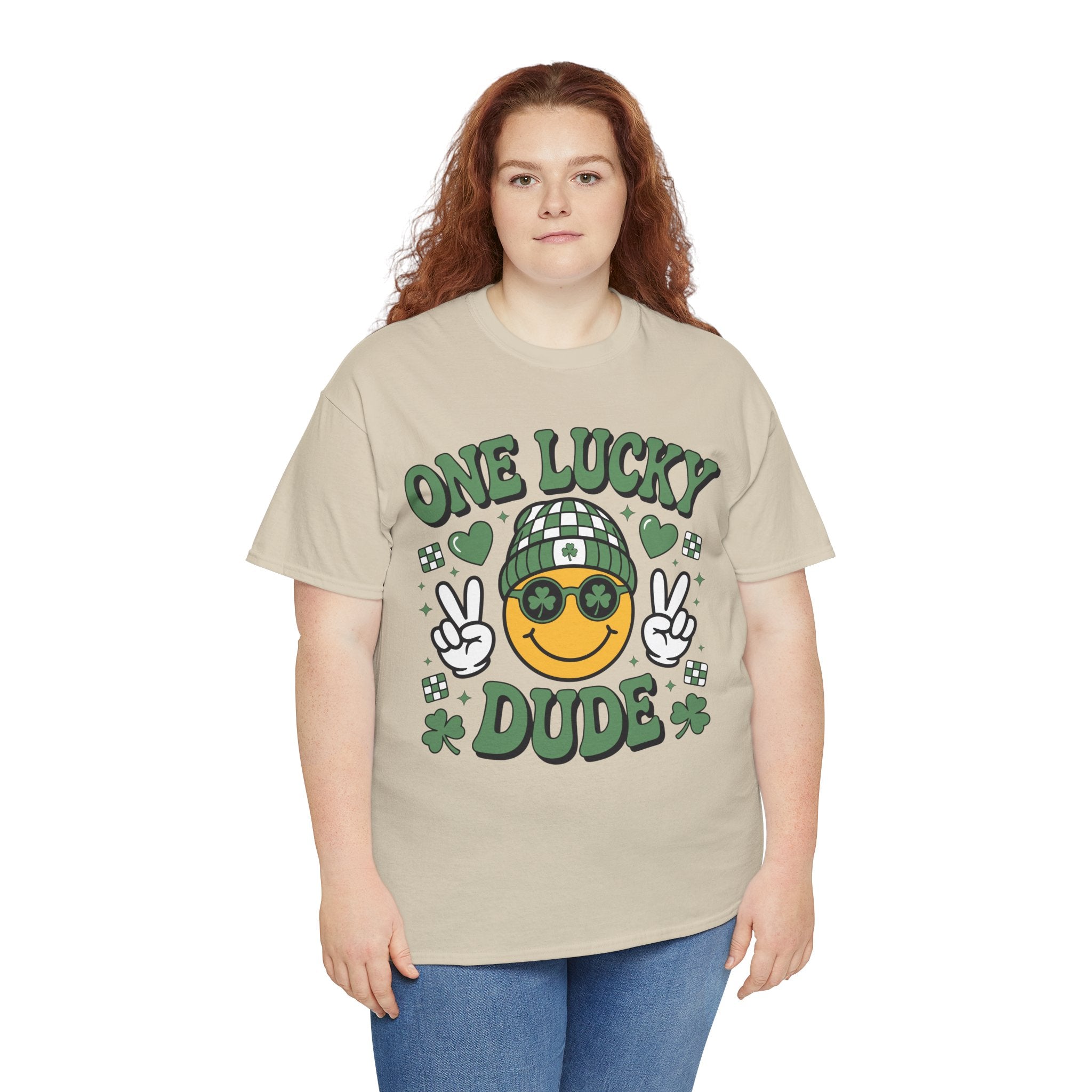 One Lucky Dude Shamrock Tee — St. Patrick's Day Smiley Unisex Cotton Tshirt