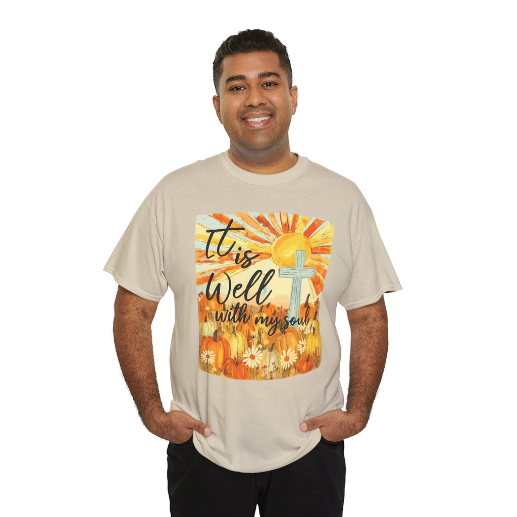 It Is Well With My Soul Pumpkin Sunrise Unisex Cotton T-Shirt