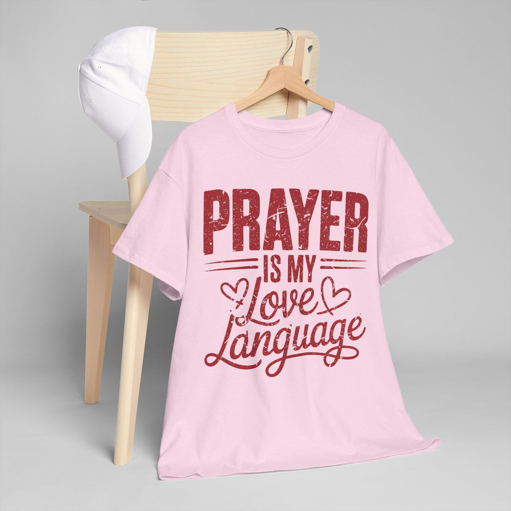 Prayer Is My Love Language T-Shirt — Faith-Inspired Red Hearts Unisex Cotton Tee