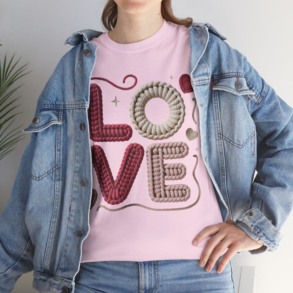 LOVE Faux Yarn Heart Unisex Cotton Tee