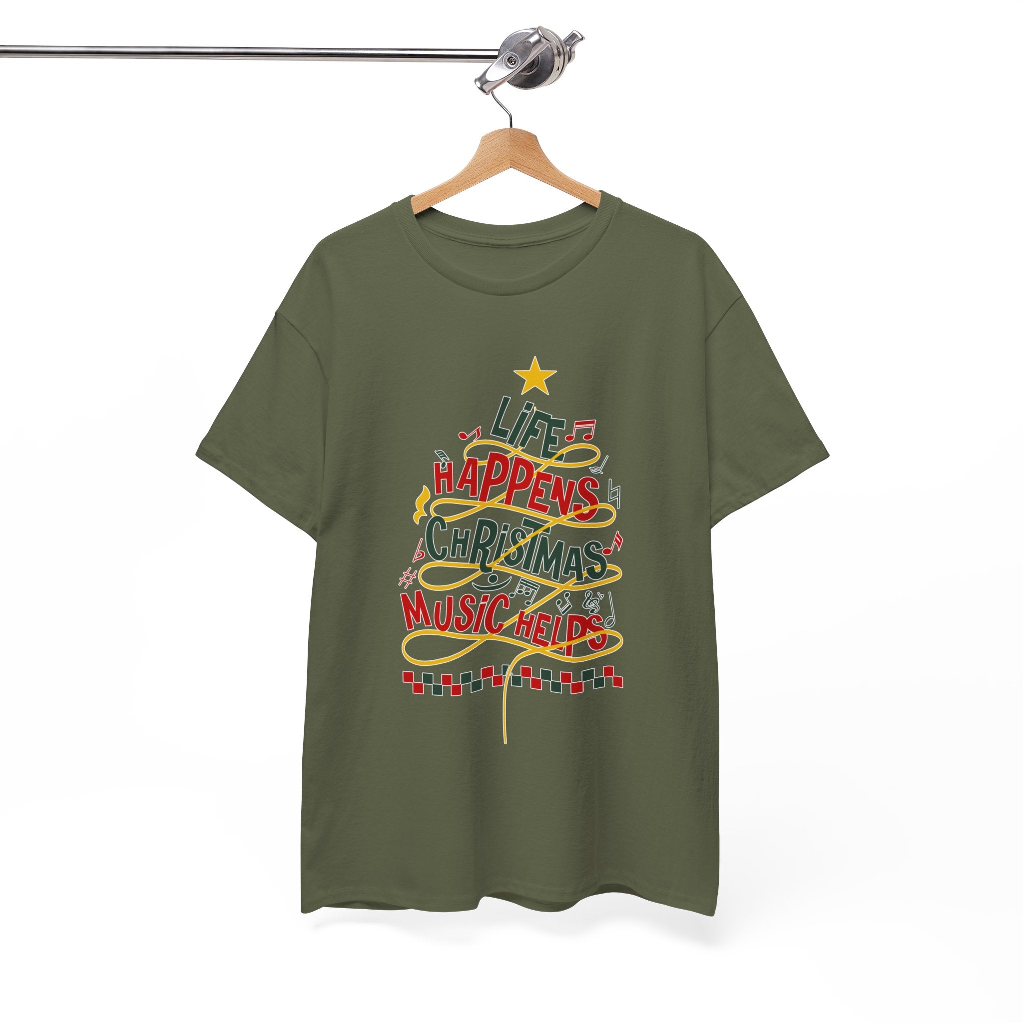 Christmas Tree Words Music Unisex Cotton Tee