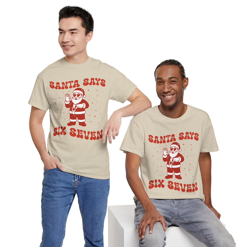 Retro 'Santa Says Six Seven' Christmas Unisex Cotton Tee