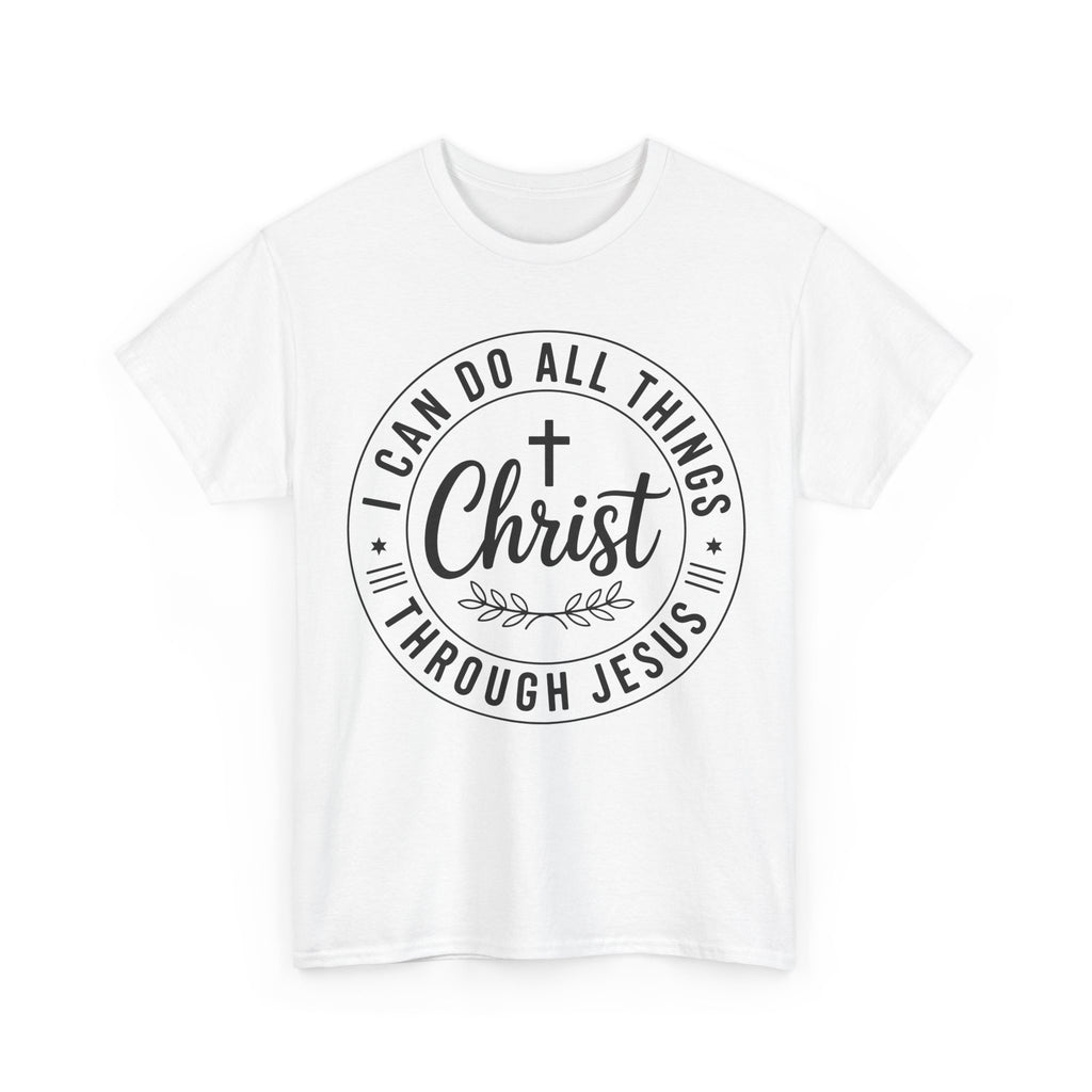 Christian Cross T‑Shirt — "I Can Do All Things Through Christ" Unisex Cotton tee