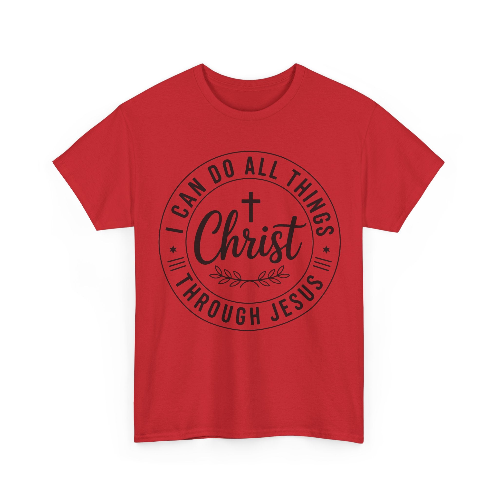 Christian Cross T‑Shirt — "I Can Do All Things Through Christ" Unisex Cotton tee