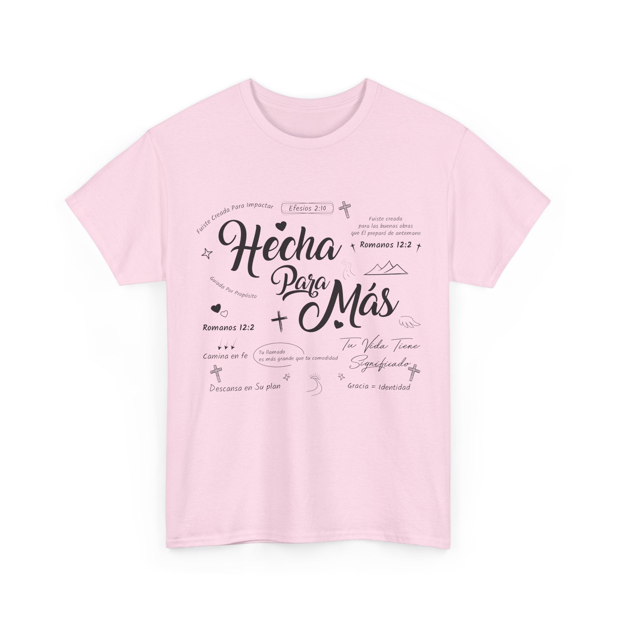 Hecha Para Más Christian T‑Shirt — Spanish Faith Typography Unisex Cotton Tee