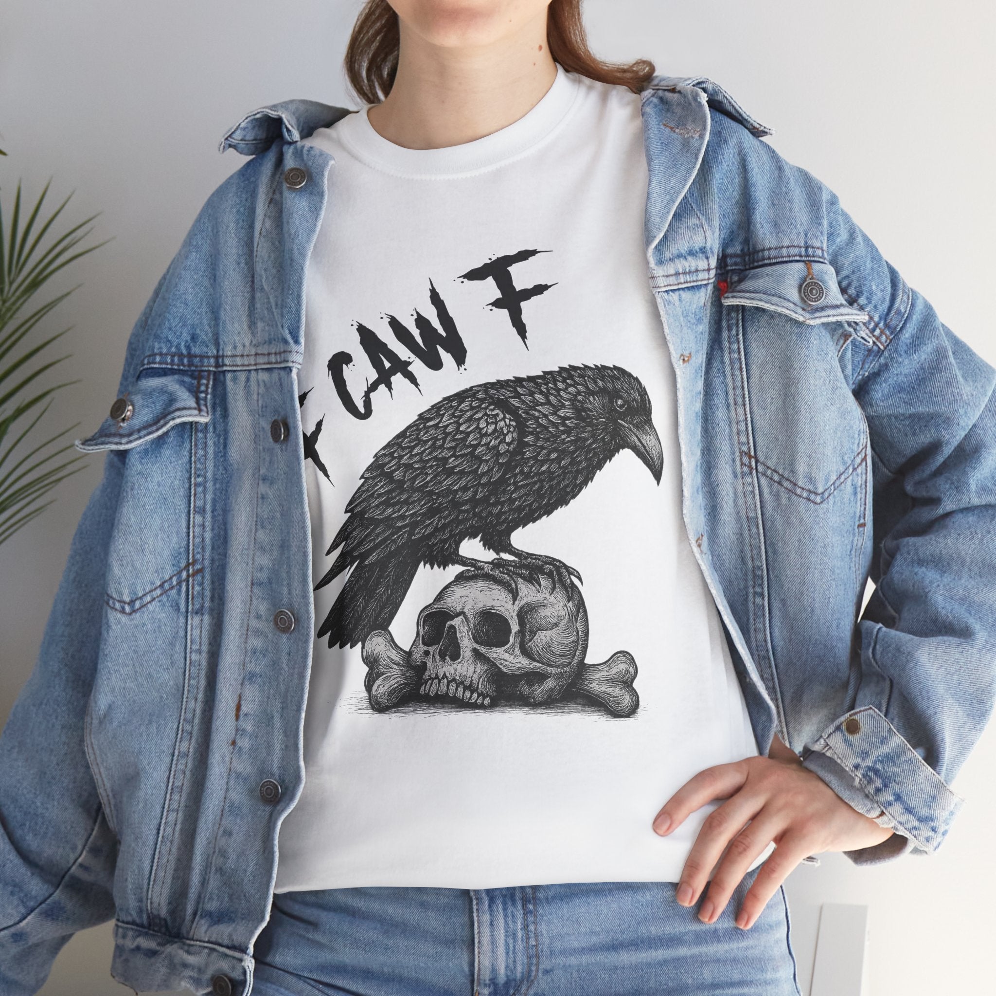 Gothic Crow & Skull T-Shirt — Dark Gothic Skull Unisex Cotton Tee