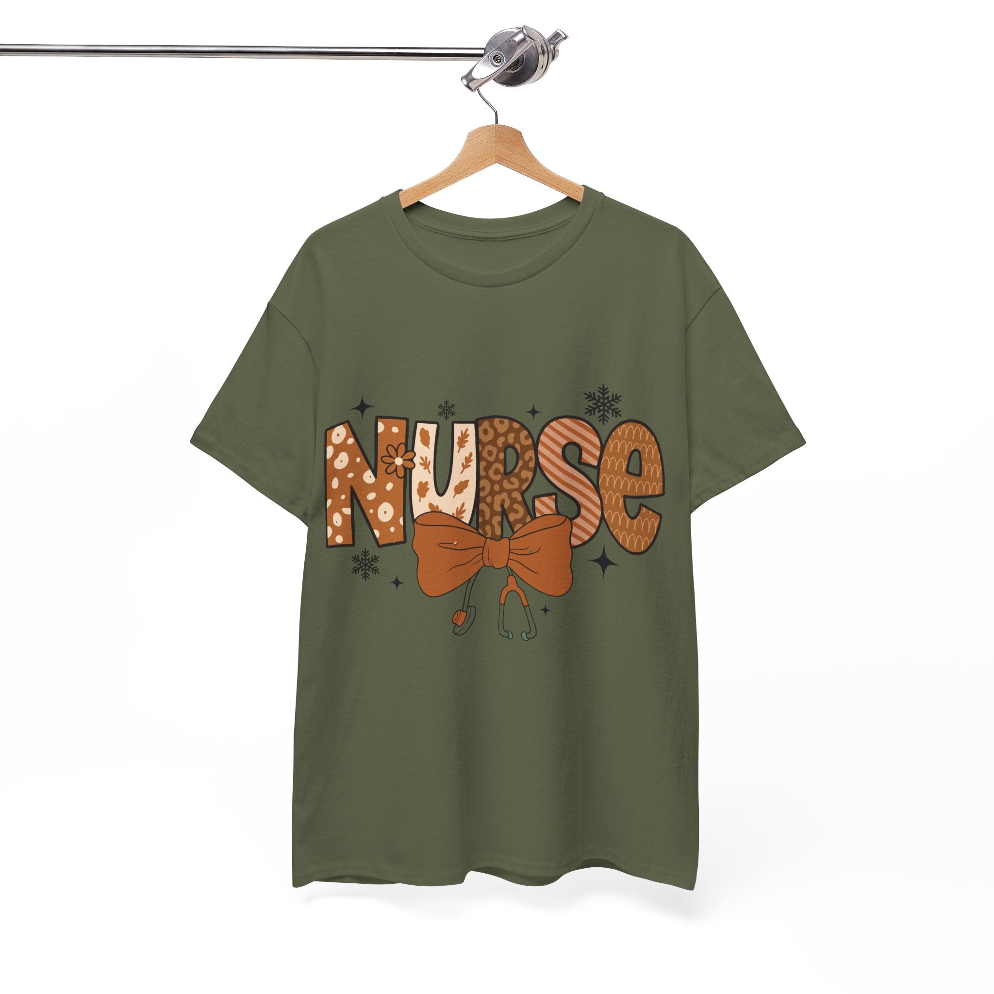 NURSE Fall Stethoscope Tee — Brown Autumn Nurse Unisex CottonT shirt