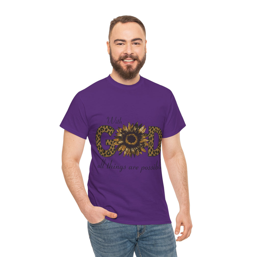 GOD Leopard Print Sunflower Unisex Cotton Tee