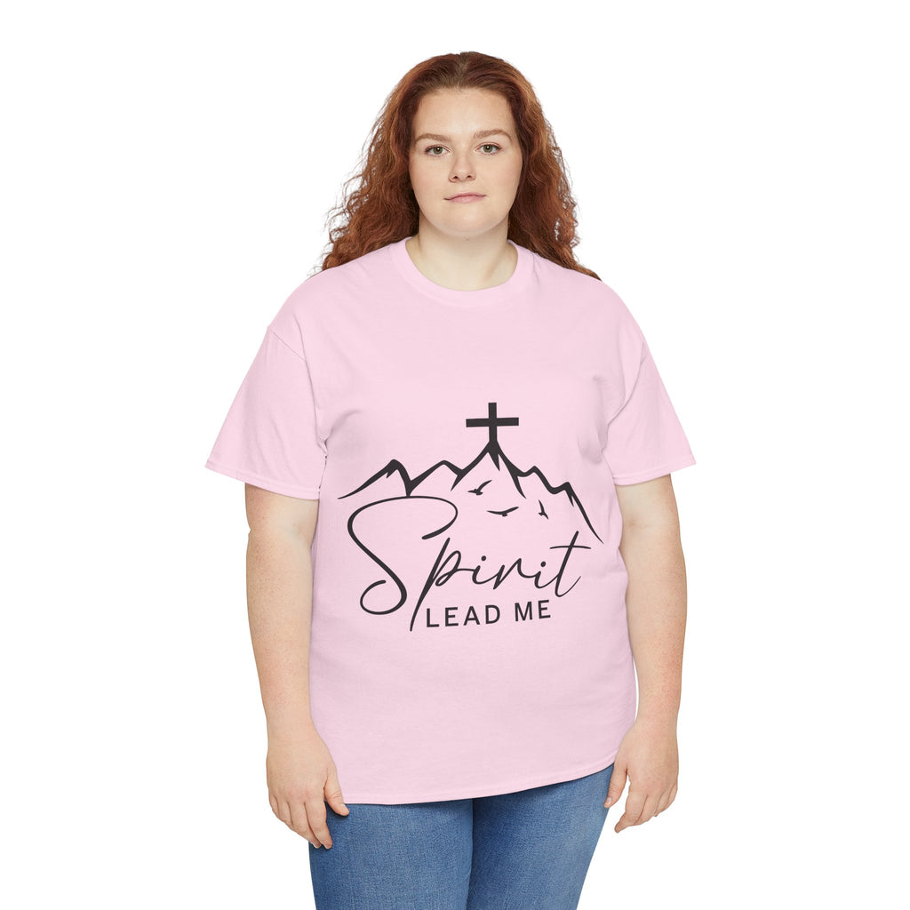 Spirit Lead Me Christian T‑Shirt — Minimalist Cross Unisex Cotton Tee