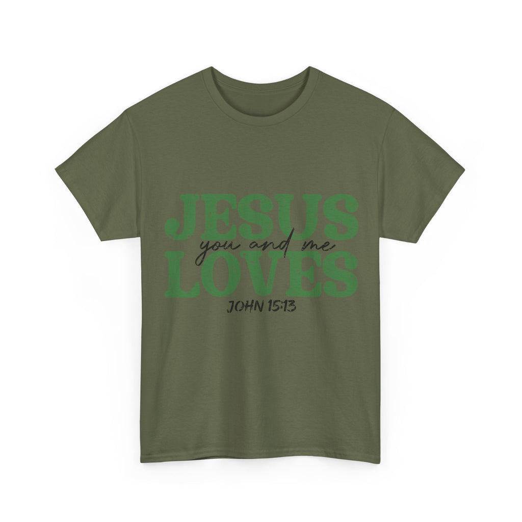Jesus Loves Vintage Tee — Green Retro Christian Unisex Cotton T-Shirt