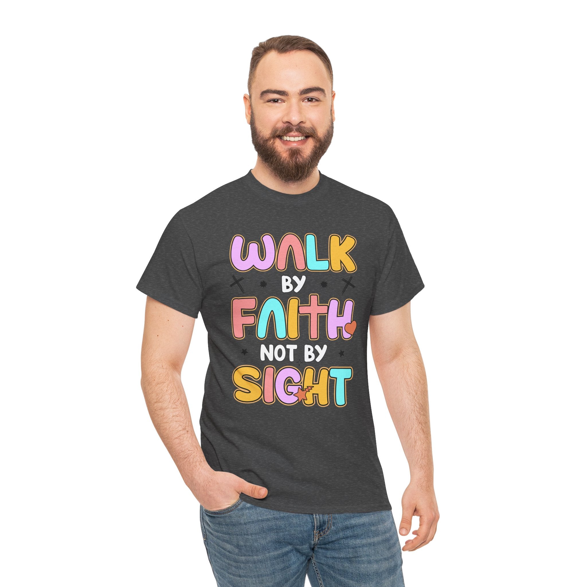 Walk by Faith Not by Sight T-Shirt — Pastel Christian Faith Unisex Cotton Tee